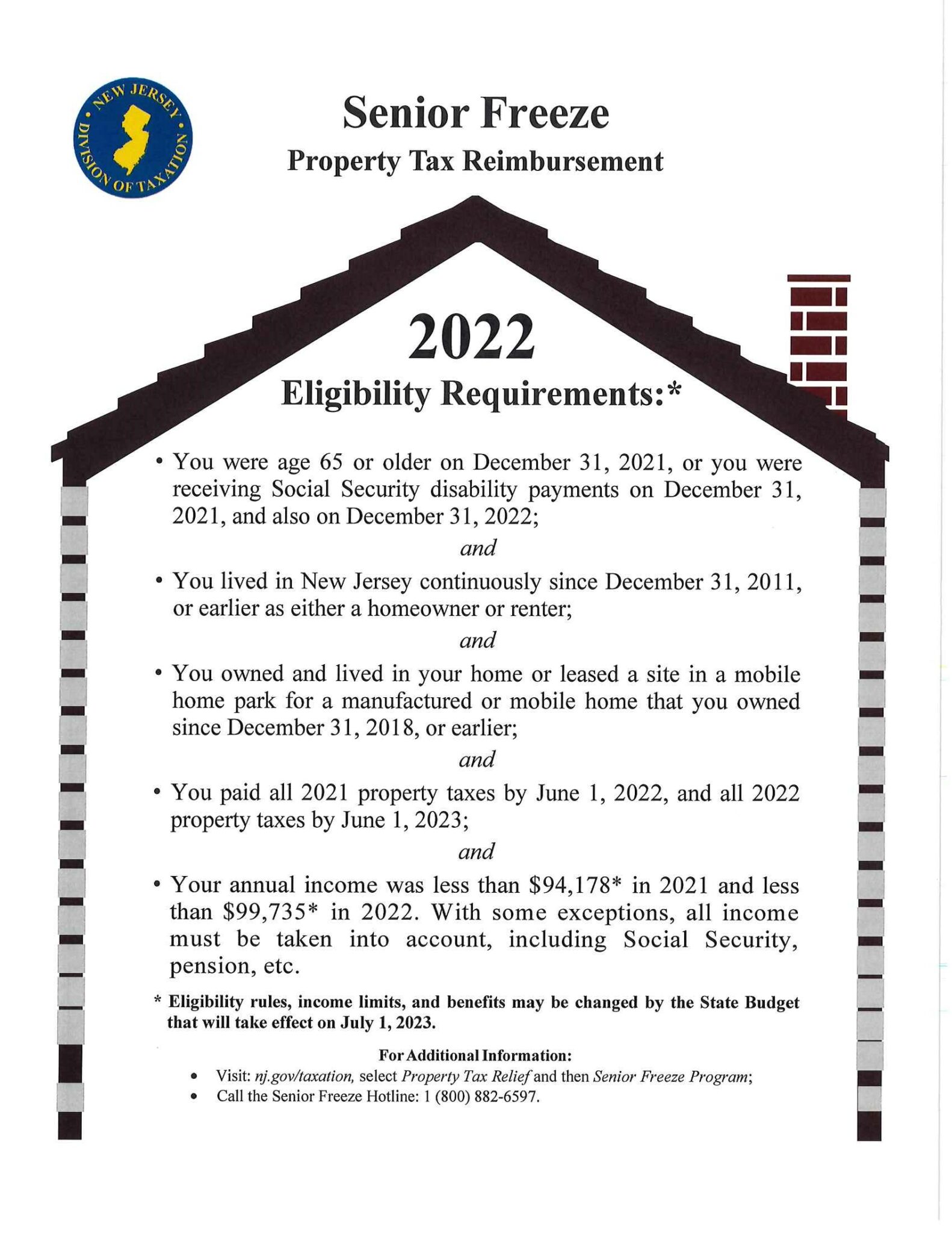 Senior Freeze Property Tax Reimbursement 2022 Eligibility